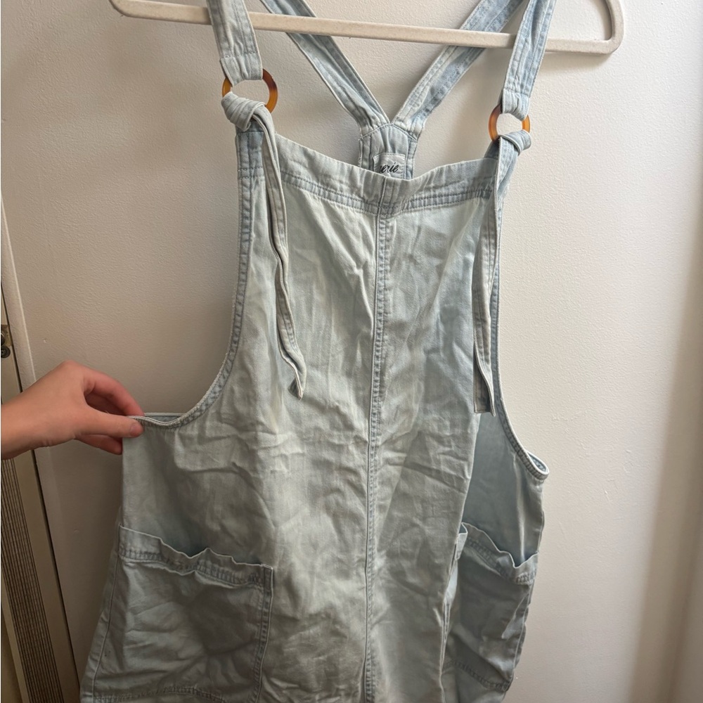 Aerie Light Blue Denim Short Overalls